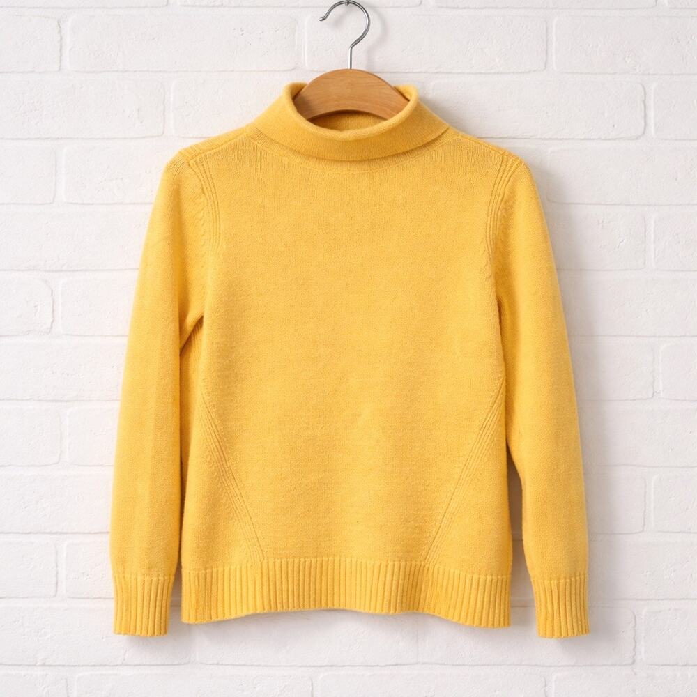 Roll Neck Butter Yellow Cotton Classic‎ 90’s Minimalist Sweater Size Small
